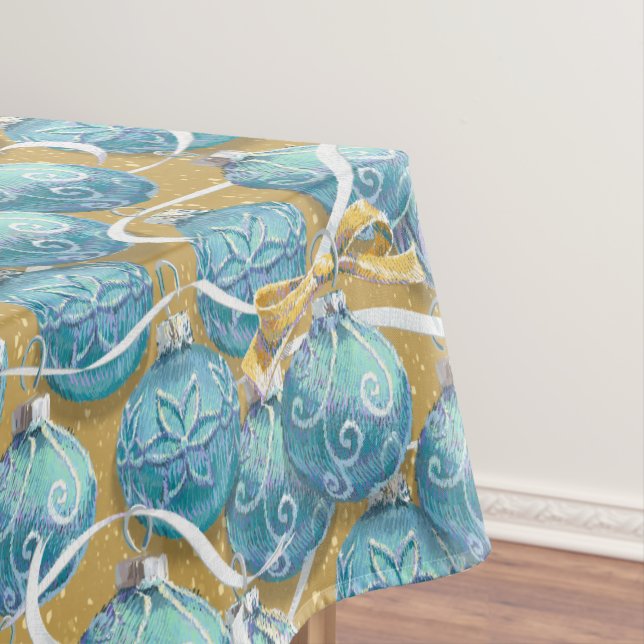 Toalha De Mesa Aqua Christmas Balls (Posição Original)