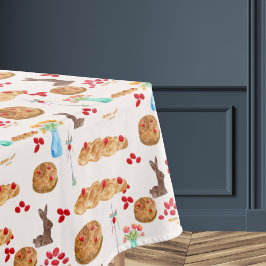 Toalha De Mesa Aquarela Comida Grega de Páscoa e Ovos Vermelhos