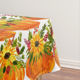 Toalha De Mesa Aquarela Girassóis Ação de Graças Pumpkins Cai