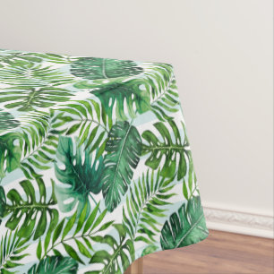 Toalha De Mesa Aquarela Tropical Deixa Verde Moderna