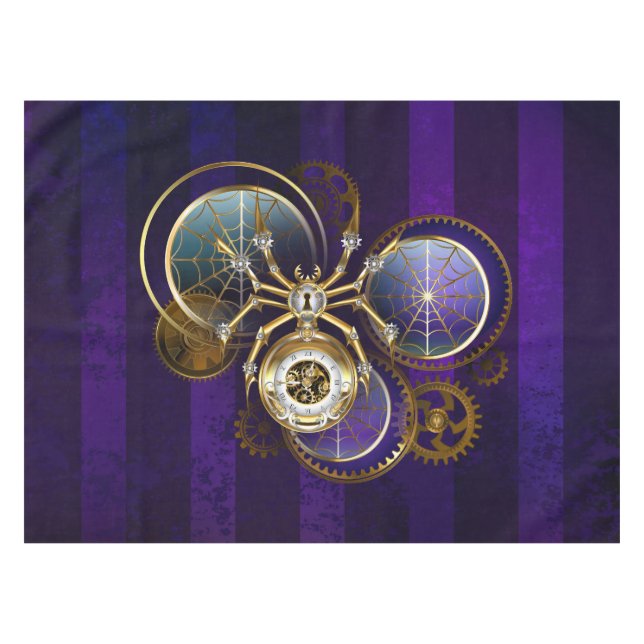 Toalha De Mesa Aranha Steampunk no fundo roxo (Frente (Horizontal))