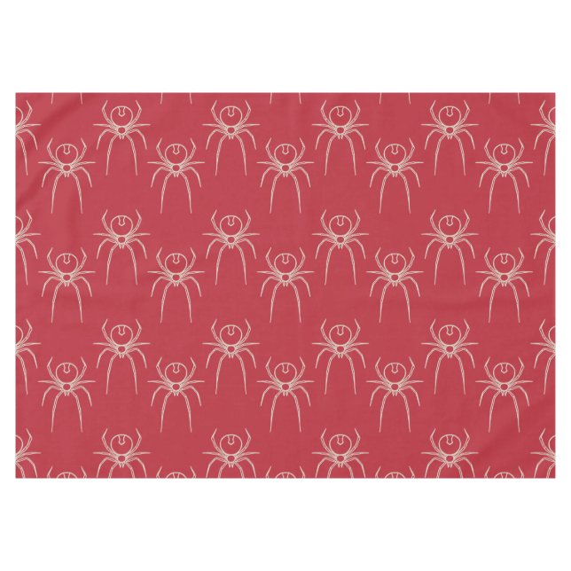 Toalha De Mesa Aranha - Vermelho Sanguíneo e Branco Osso (Frente (Horizontal))