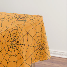 Toalha De Mesa Aranhas Negras Laranja Halloween Web Cobwebs
