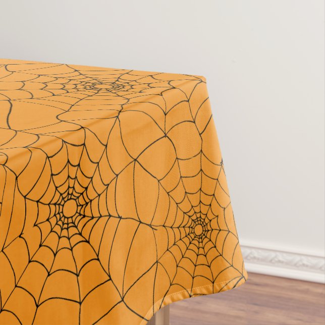 Toalha De Mesa Aranhas Negras Laranja Halloween Web Cobwebs (Posição Original)