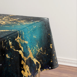 Toalha De Mesa Arco-íris Aquarela & Mármore Preto e Dourado Galáx