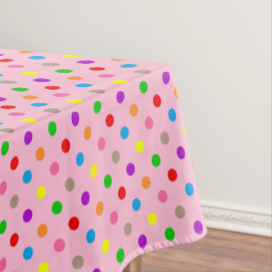 Toalha De Mesa Arco-íris Colorido Pontos Pink