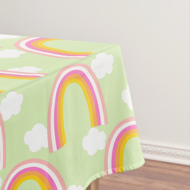 Toalha De Mesa Arco-íris com Nuvem Verde Claro (Posição Original)