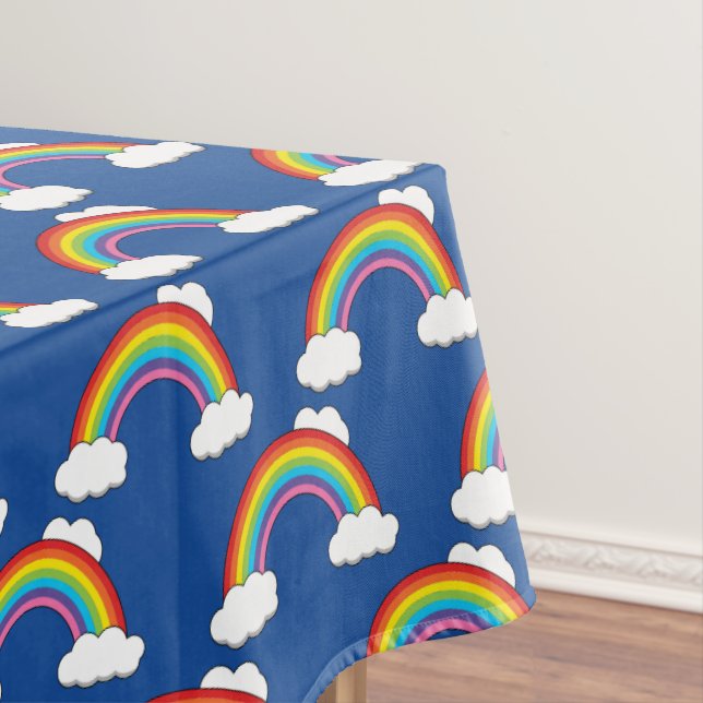 Toalha De Mesa Arco-íris com Nuvens Brancas (Posição Original)