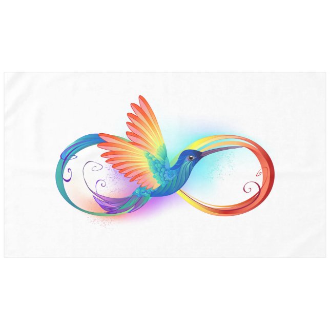 Toalha De Mesa Arco-íris Hummingbird com símbolo Infinito (Frente (Horizontal))