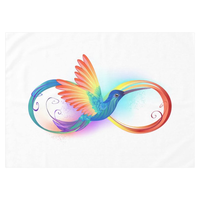 Toalha De Mesa Arco-íris Hummingbird com símbolo Infinito (Frente (Horizontal))