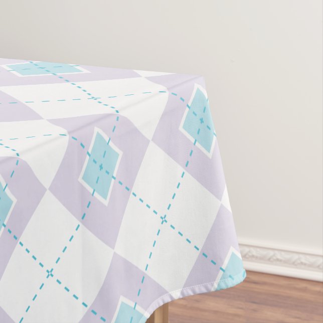 Toalha De Mesa Argyle Azul Claro e Roxo (Posição Original)
