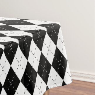 Toalha De Mesa Argyle preto e branco