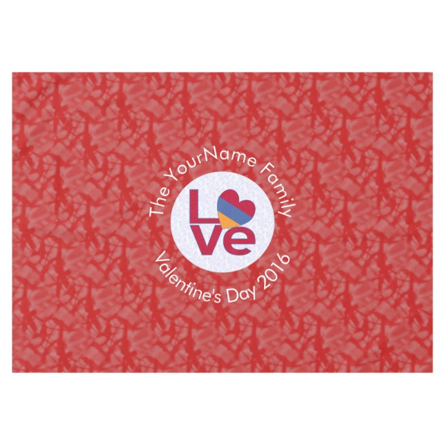 Toalha De Mesa Armênio Sinalizador Coração Vermelho (Frente (Horizontal))