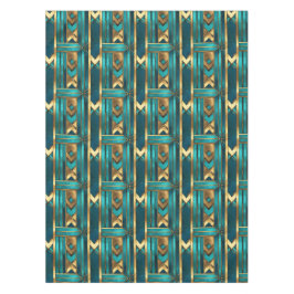 Toalha De Mesa Art Deco Geometric Arrows, Gold and Turquoise