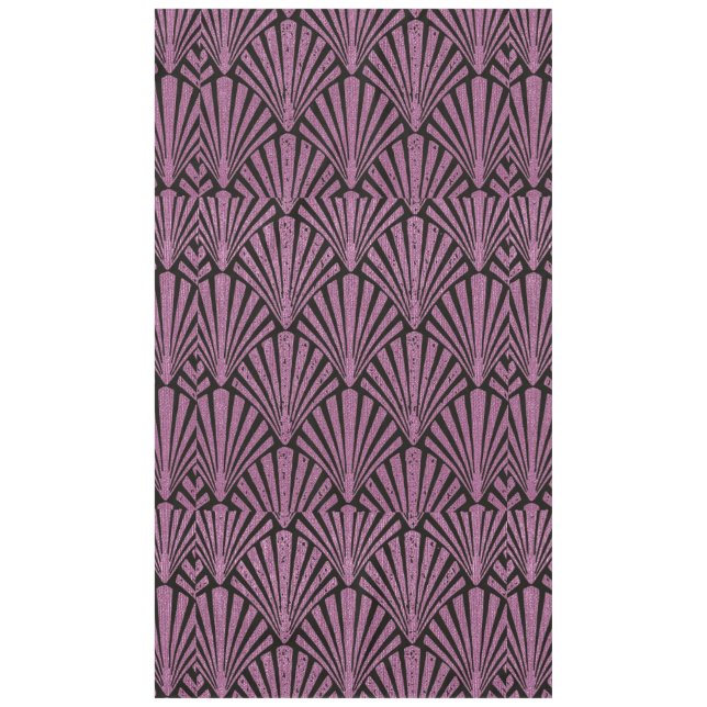 Toalha De Mesa Art Deco,padrão do ventilador, rosa,preto,metálico (Frente)