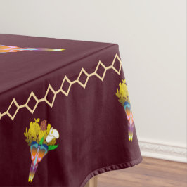 Toalha De Mesa Art Deco Vase with Golden Flowers