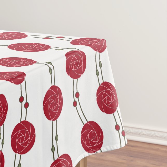 Toalha De Mesa Art Nouveau Mackintosh Rose Stripes Red (Posição Original)