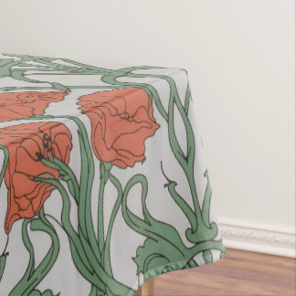 Toalha De Mesa Art Nouveau Red Poppy Floral Print