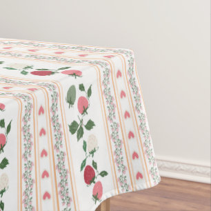 Toalha De Mesa Arte botânica retrô fofa padrão morango