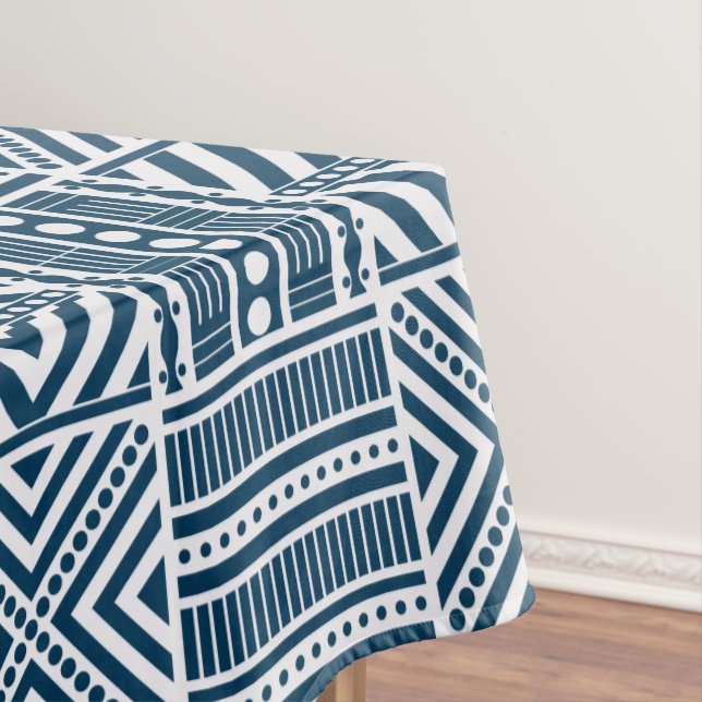 Toalha De Mesa Arte de Padrão Tribal Azul (Posição Original)