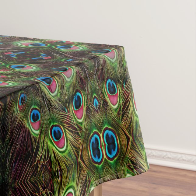 Toalha De Mesa arte deco tee green turquoise paciock feather (Posição Original)