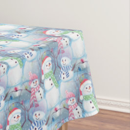 Toalha De Mesa Arte em aquarela de bonecos de neve engraçados da