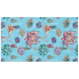 Toalha De Mesa Arte floral do fundo azul