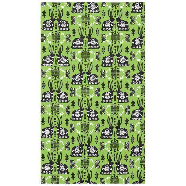 Toalha De Mesa Arte Foliar Nórdica Escandinava do Coelho (Frente)