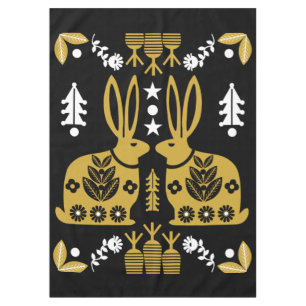 Toalha De Mesa Arte Foliar Nórdica Escandinava do Coelho