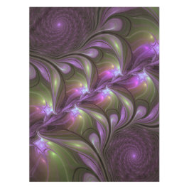 Toalha De Mesa Arte Fractal Abstrata Colorida Violeta Roxo Caqui