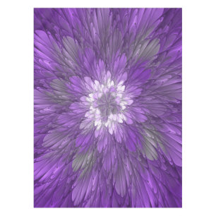 Toalha De Mesa Arte fractal abstrata de flor roxa psicodélica