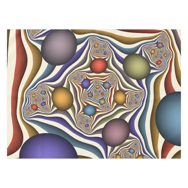 Toalha De Mesa Arte Fractal Abstrato Colorida (Frente (Horizontal))