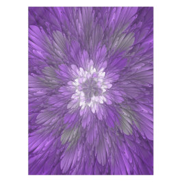 Toalha De Mesa Arte Fractal Abstrato de Flor Roxo Psicodélico