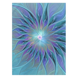 Toalha De Mesa Arte Fractal Abstrato de Sonho Roxo Azul