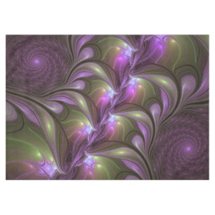 Toalha De Mesa Arte Fractal de Khaki, Abstrato violeta e colorida