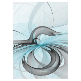Toalha De Mesa Arte Fractal Moderna Abstrata Antracite Cinza Azul