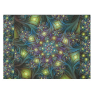 Toalha De Mesa Arte Fractal Roxa Roxa Abstrato brilhante iluminad
