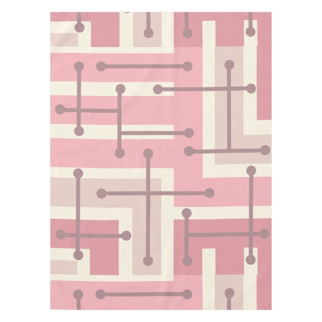 Toalha De Mesa Arte Geométrica Maze Rosa Vanilla (Frente)