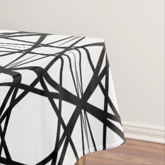 Toalha De Mesa Arte Geométrica Preta e Branca