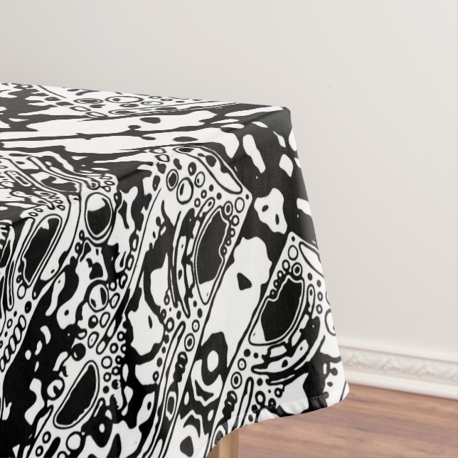 Toalha De Mesa Arte Geométrica Preta E Branca 25 (Posição Original)