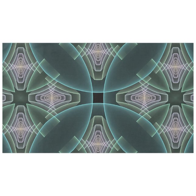 Toalha De Mesa Arte Gráfica Geométrica Fractal Azul Moderno (Frente (Horizontal))