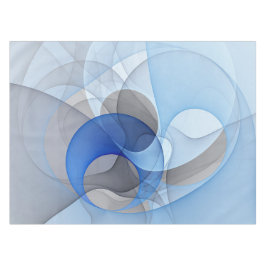 Toalha De Mesa Arte Gráfico Fractal Abstrato Azul Cinza Moderno