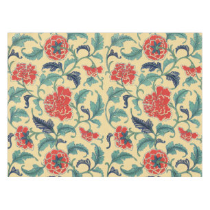 Toalha De Mesa Arte Nova Antiga Chinoiserie Floral Vermelho Chinê