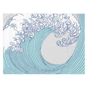 Toalha De Mesa Arte Oceânica Onda Surf Japonês