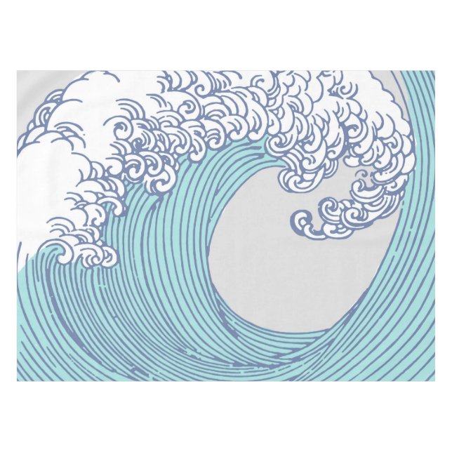 Toalha De Mesa Arte Oceânica Onda Surf Japonês (Frente (Horizontal))