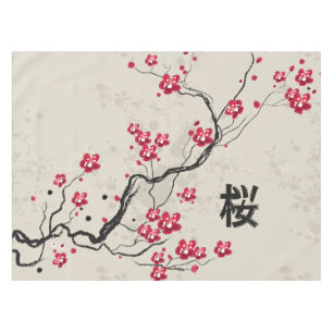Toalha De Mesa Arte oriental da flor de cerejeira de Sakura do