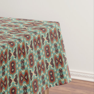 Toalha De Mesa Arte Tribal Azul Marrom Aqua Azul Única