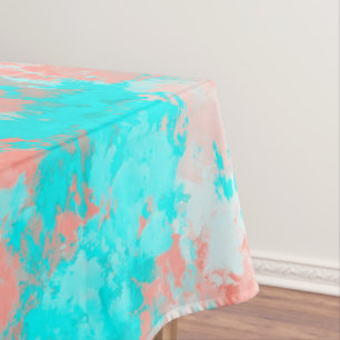 Toalha De Mesa Artsy Modern Summer Coral Orange Aqua Abstrato