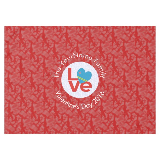 Toalha De Mesa Aruban Flag Heart Red Love (Frente (Horizontal))