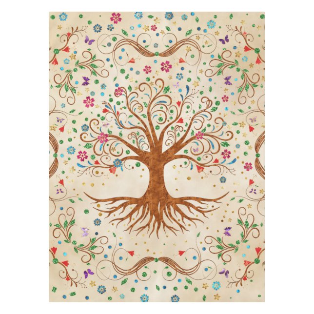 Toalha De Mesa Árvore Colorida da Vida - Yggdrasil (Frente)
